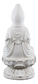 Ebros Buddhism Eastern Enlightenment Water and Moon Goddess Kuan Yin Meditating On Lotus Throne Statue Buddha Themed Religious Decorative Altar Figurine 7" Tall Sculpture Decor Feng Shui Zen Buddhist