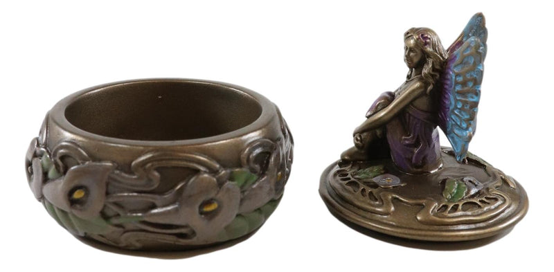 Ebros Calla Pond Lily Beautiful Fairy Fae Round Jewelry Box Wishing Well Hope Afar