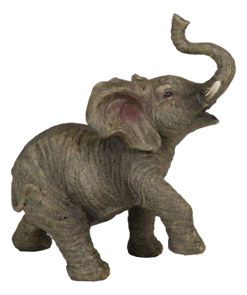 Safari Wildlife Adorable Male Tusked Elephant Trumpeting Collectible Figurine