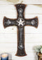 Rustic Western Lone Star With Braided Ropes and Scroll Lace Layered Wall Cross