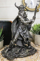 Viking Berserker Warrior With Bull Horn Helmet Wielding Sword Statue 10"H