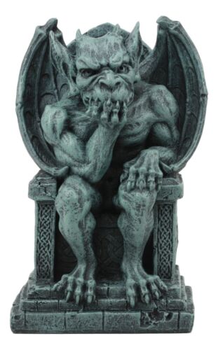 Stoic Gothic Notre Dame Thinker Gargoyle Sitting On The Throne Statue Le Penseur