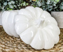 Ebros Ceramic Stoneware White Harvest Pumpkin Bowl With Lid 6"Diameter X 1 PC