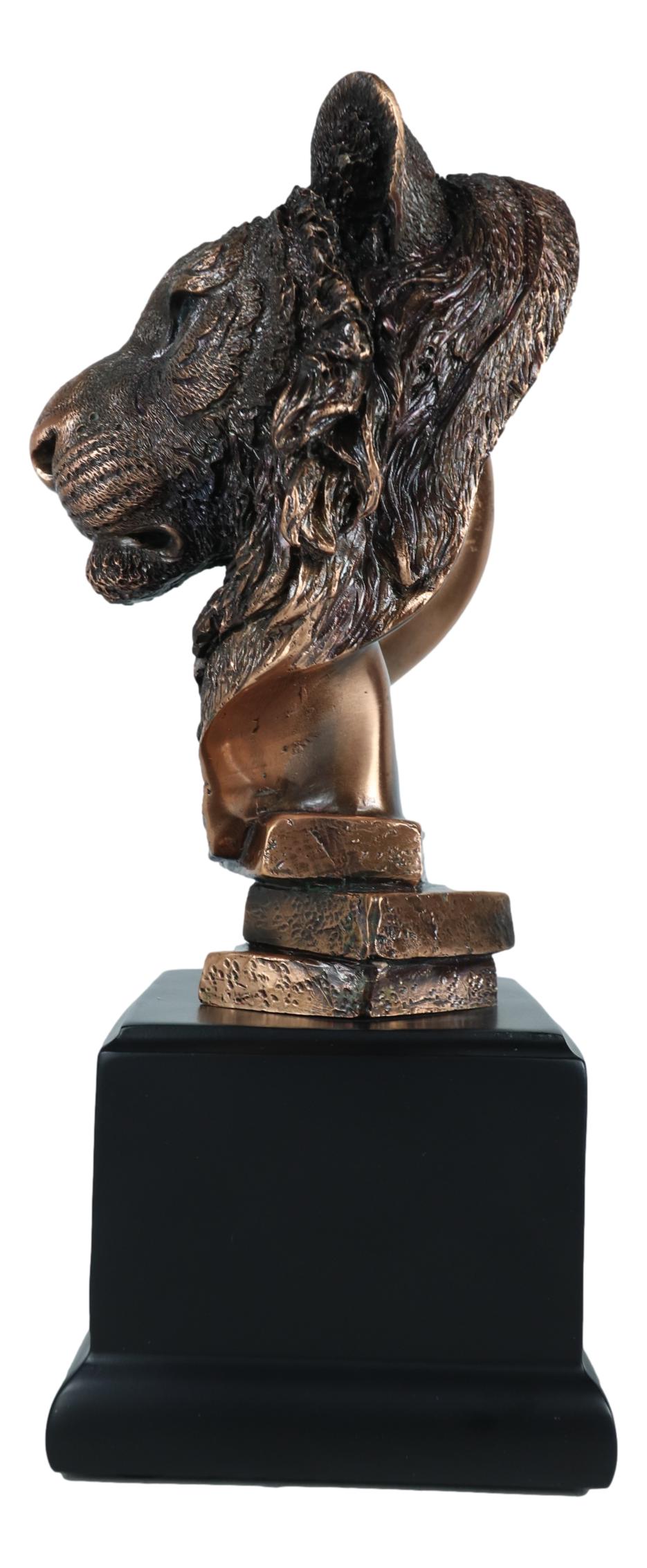 Jungle Wildlife Apex Predator Bengal Tiger Bust Sculpture 9"H With Trophy Base