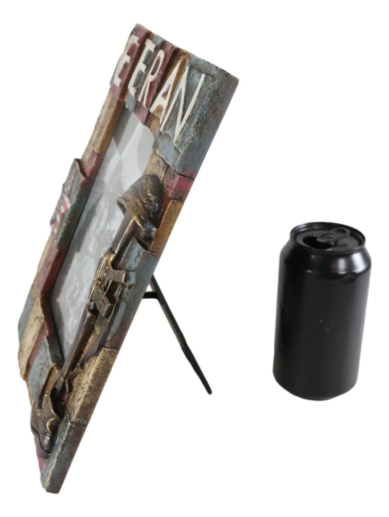 Military Patriotic USA Star Veteran Helmet Rifle And Boot 5"X7" Picture Frame
