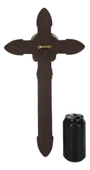 Rustic Western Brown Faux Tooled Leather Belt Buckle Concho Cowboy Wall Cross