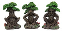 Wiccan Forest Spirit Deity See Hear Speak No Evil Greenman Tree Ents Statue Set