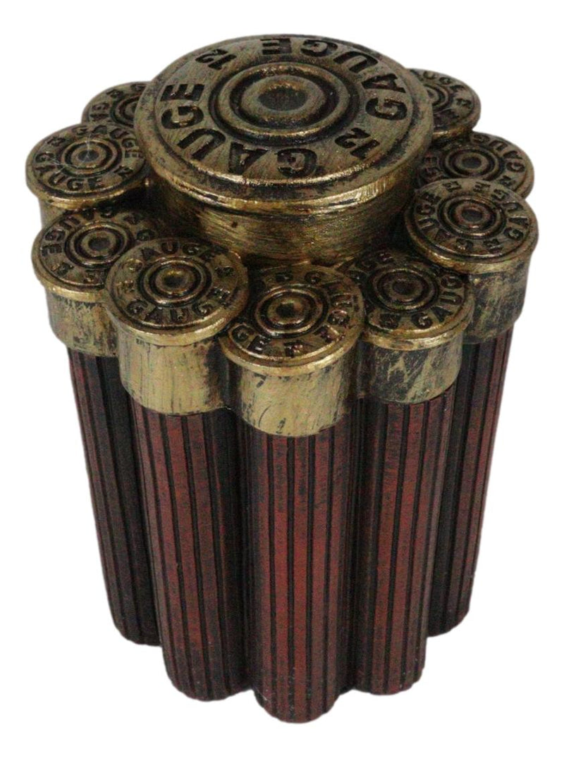 Rustic Western Shotgun 12 Gauge Bullet Shells Decorative Container Box With Lid