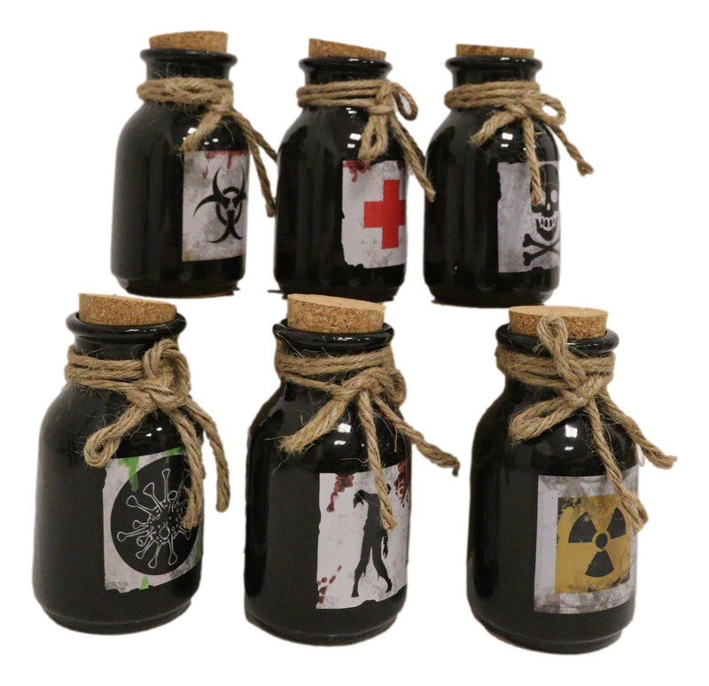 Pack Of 6 Ceramic Magic Voodoo Apothecary Mad Doctor Potion Bottles Props