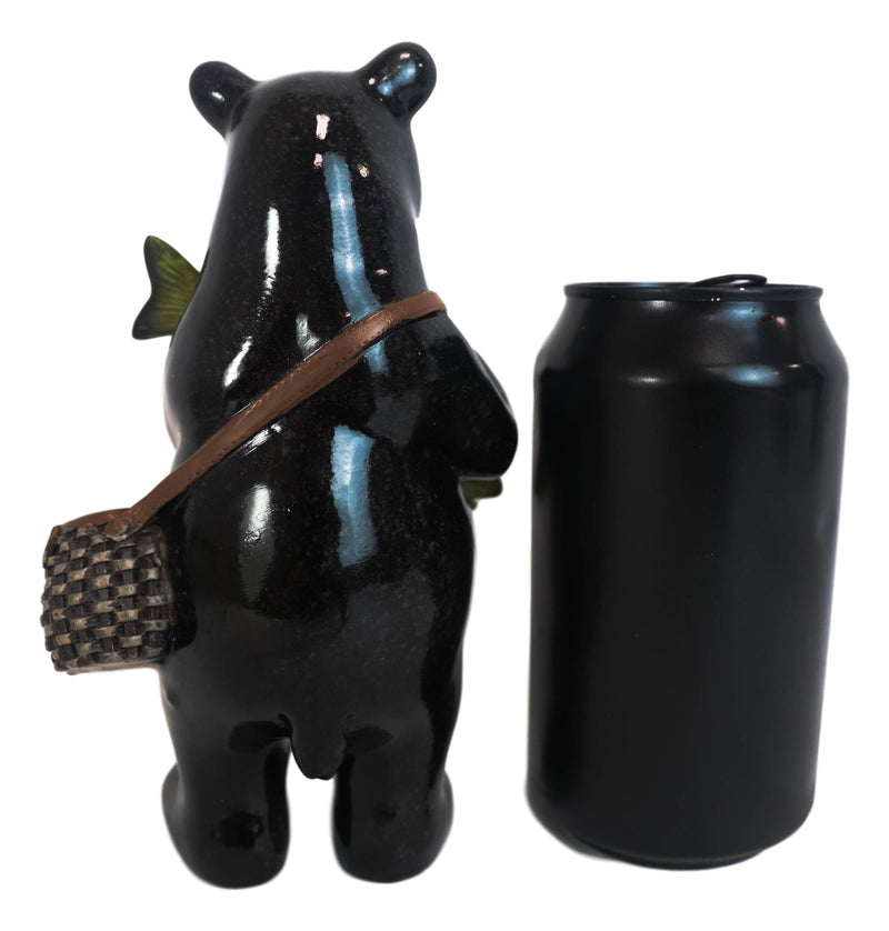 Western Rustic Fishing Black Bear Holding Largemouth Bass Fish Figurine Bears