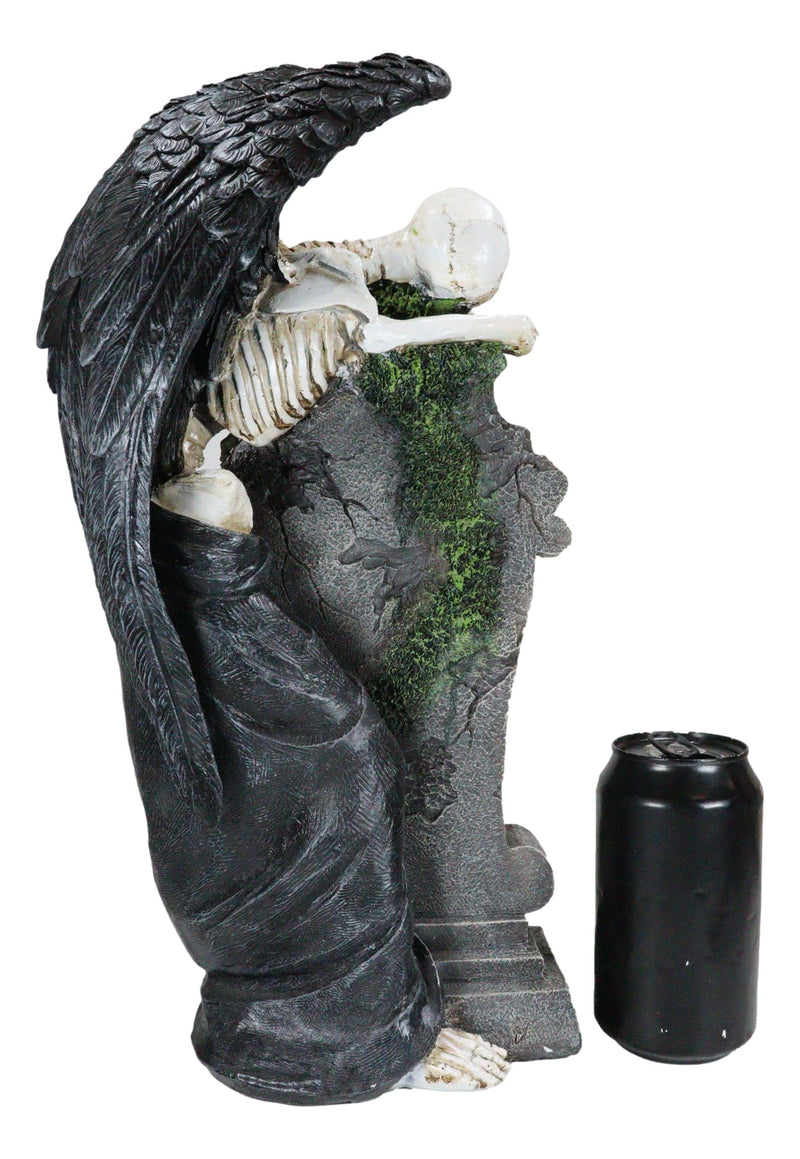 Large Winged Death Angel Grim Reaper Skeleton By Graveyard Tombstone Figurine