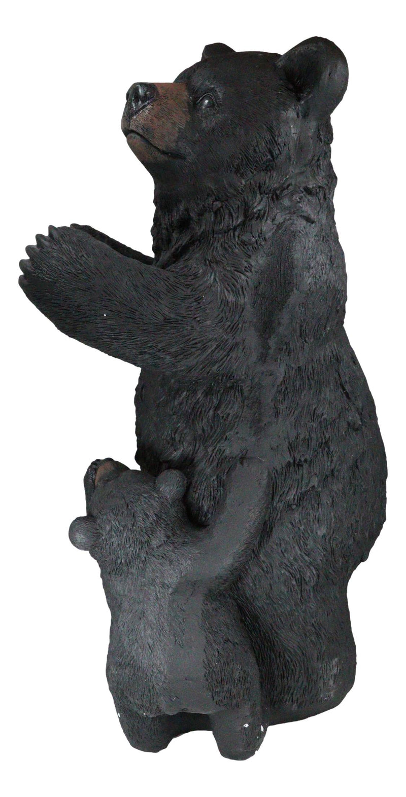 Western Black Mother Bear With Cub Toilet Paper Holder Floor Standing Figurine