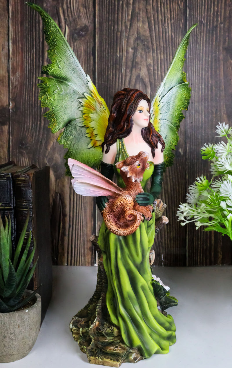 Princess Of The Forest Tribal Fairy With Red Dragon Pixie Wyrmling Statue