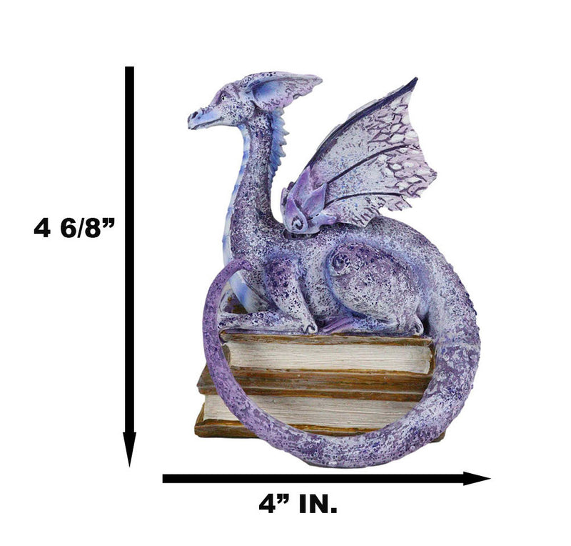 Amy Brown Purple Crater Moon Bookworm Dragon Sitting On Stack Of Books Figurine