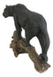 Ghost Hunter Black Panther Cougar On Weathered Tree Log Statue Jaguar Decor