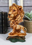 Ebros African Safari Lion Bust Statue 9"H Lion King Pride Rock Faux Wood Resin