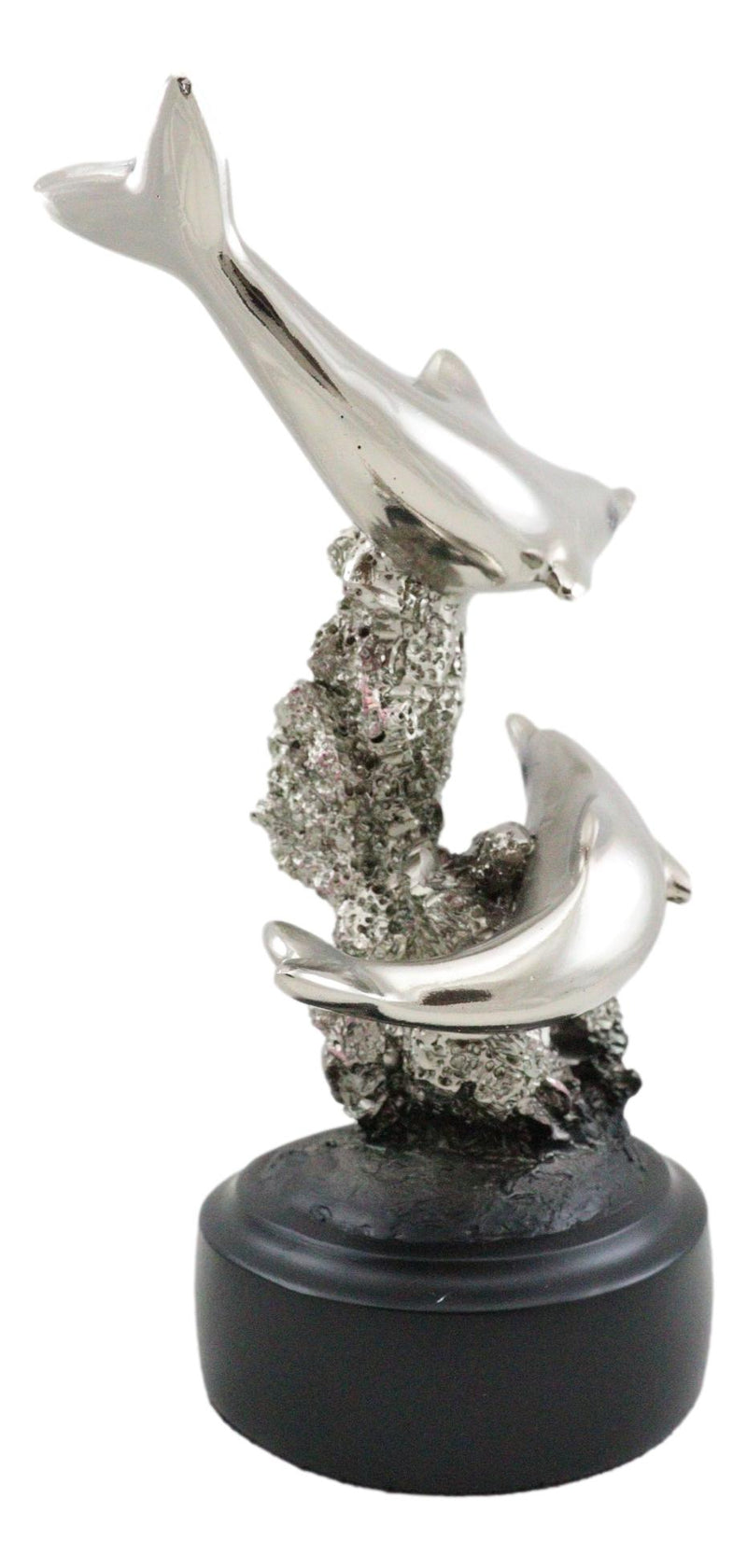 Nautical Marine Sea Gay Dolphins By Coral Reef Silver Electroplated Figurine