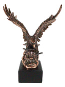 Electroplated Bronze Resin Bald Eagle With Open Wings Swooping Over Water Statue