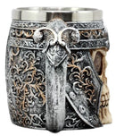 Ebros Medieval Roman Skull Mug Beer Stein Tankard Cup 13oz Resin Body With Stainless Steel Liner
