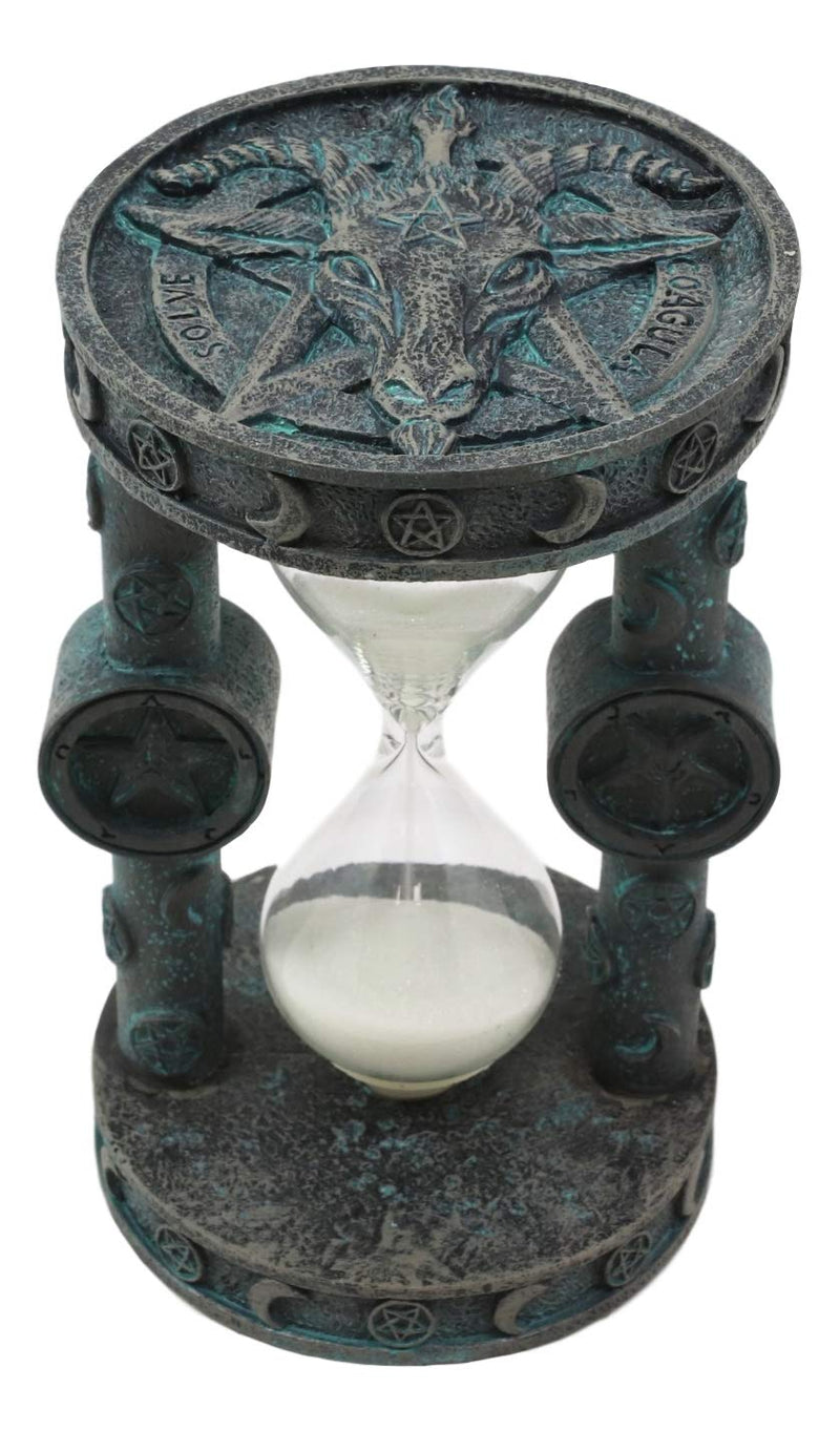 Ebros 6"Tall Church of Satan Sabbatic Goat Idol Baphomet Skull Medallion Sand Timer
