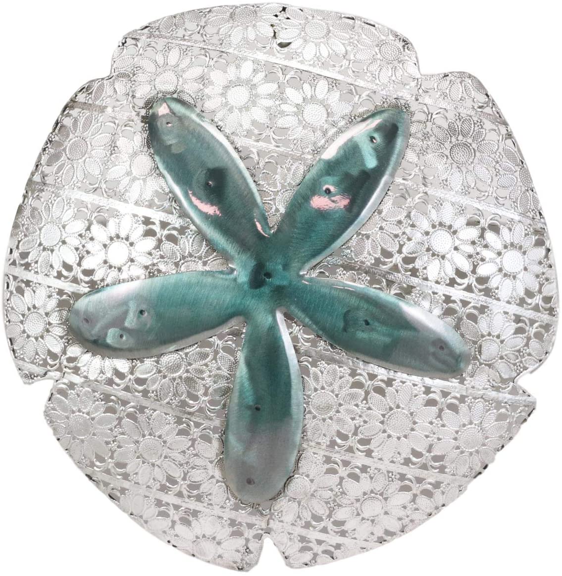 Ebros Silver Sand Dollar 3 Piece Large To Small Size Aluminum Metal Wall Decor