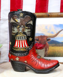 Rustic Western Bald Eagle Clutching Liberty Bell Cowboy Boot Vase 7"H Figurine