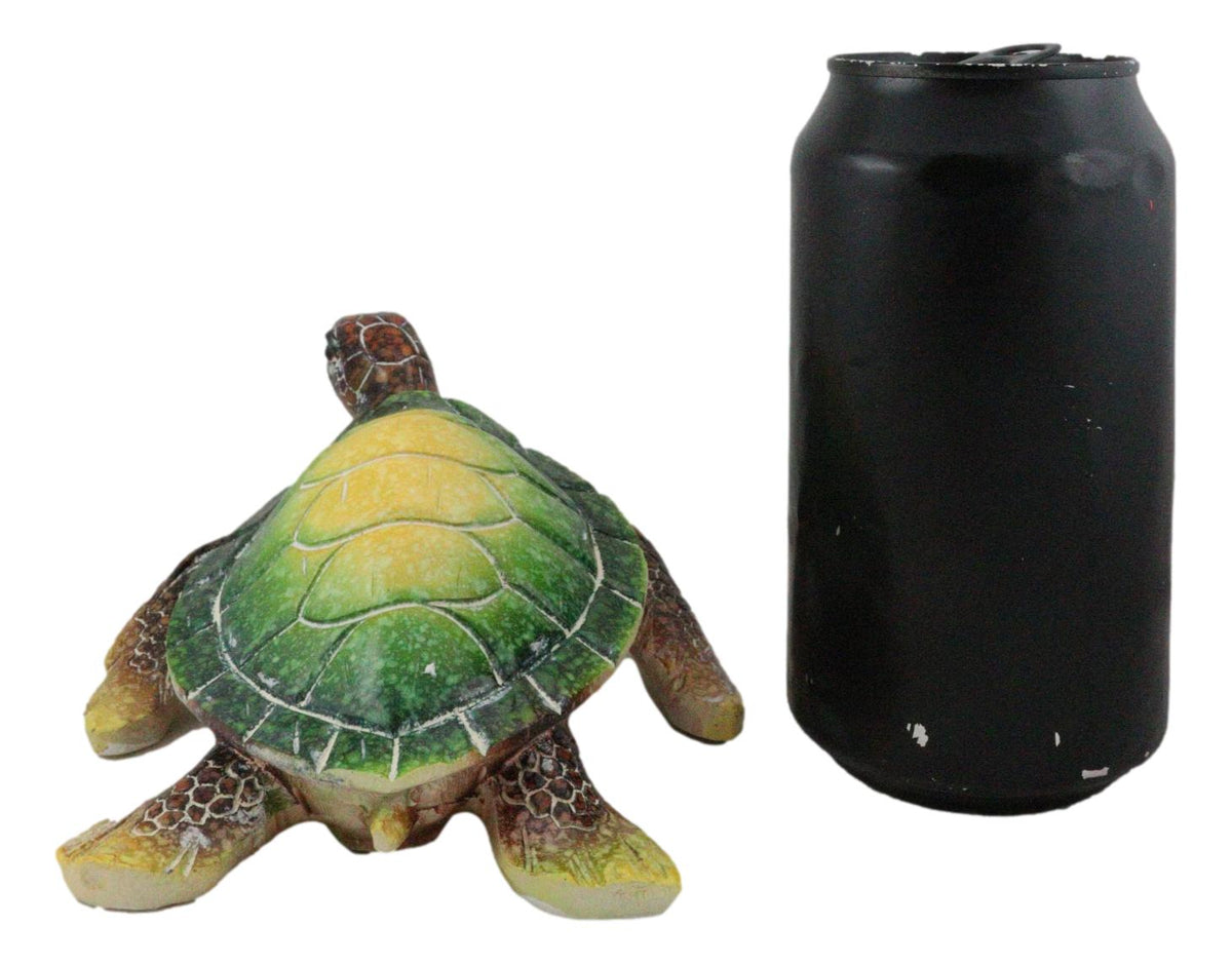 Nautical Ocean Green Hues Giant Sea Turtle Swimming Decorative Figurine Tortoise