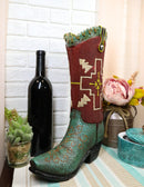 Rustic Western Country Indian Arrows Cross Green Red Cowboy Boot Floral Vase