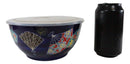 Ebros Set of 2 Ceramic Colorful Oriental Fans Portion Meal Bowls 5 Cups Airtight Lid