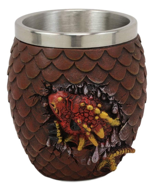 Ebros Medieval Khaleesi's Dragon Colorful Scale Egg With Hatching Wyrmling Small Drink Cup 3.75" High Fantasy GOT Themed Dungeons And Dragons Drinking Party Prop Cups (Set of 2 Red)