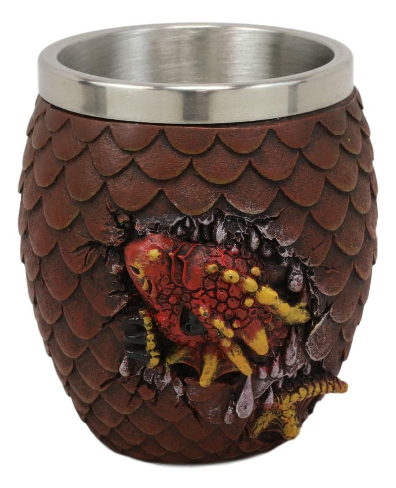 Ebros Medieval Khaleesi's Dragon Colorful Scale Egg With Hatching Wyrmling Small Drink Cup 3.75" High Fantasy GOT Themed Dungeons And Dragons Drinking Party Prop Cups (Set of 2 Red)