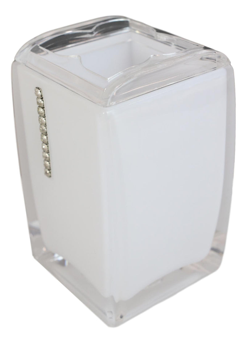 Stain White Austrian Crystals 6 Piece Chic Bathroom Vanity Accessories Gift Set