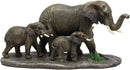 Safari Elephant With 2 Calves Family Statue 14.5"L Elephants Roaming Grasslands