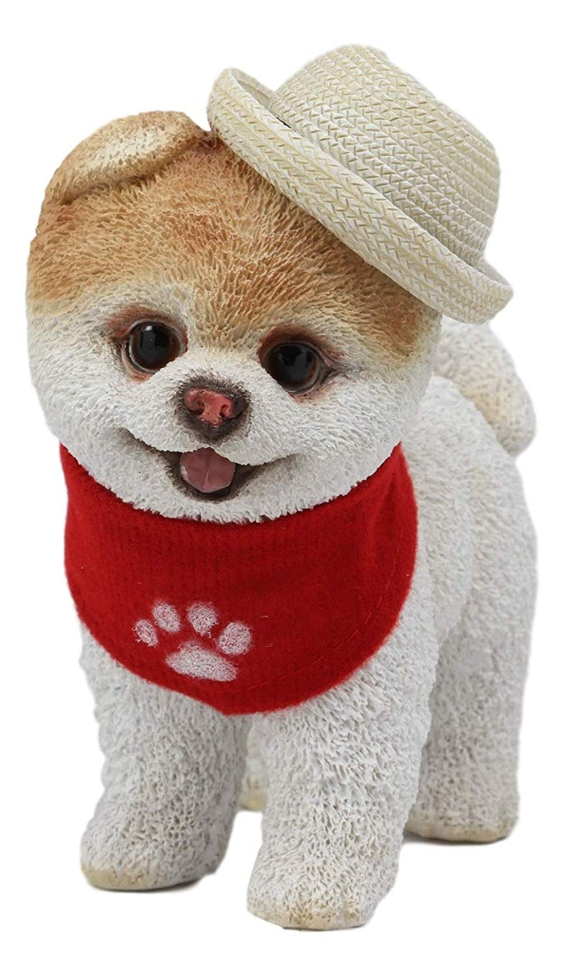 Straw Hat Boo The World's Cutest Pomeranian Dog Statue Pet Pal Dogs Collectible