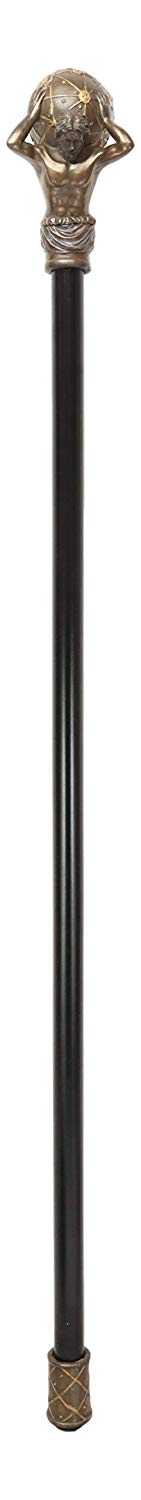 Ebros Greek Titan God Atlas Bearing Globe Decorative Prop Walking Cane 39"H - Ebros Gift