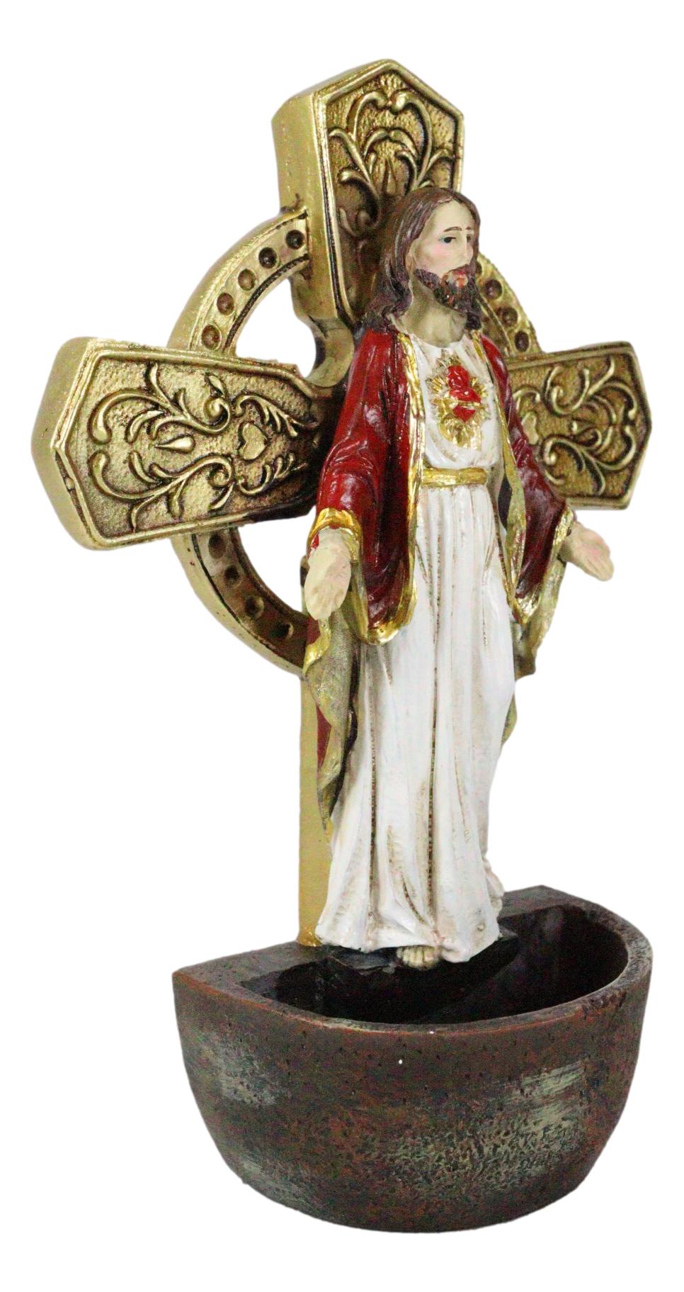 Catholic Sacred Heart of Jesus Holy Water Font Religious Sacrament Wall Decor