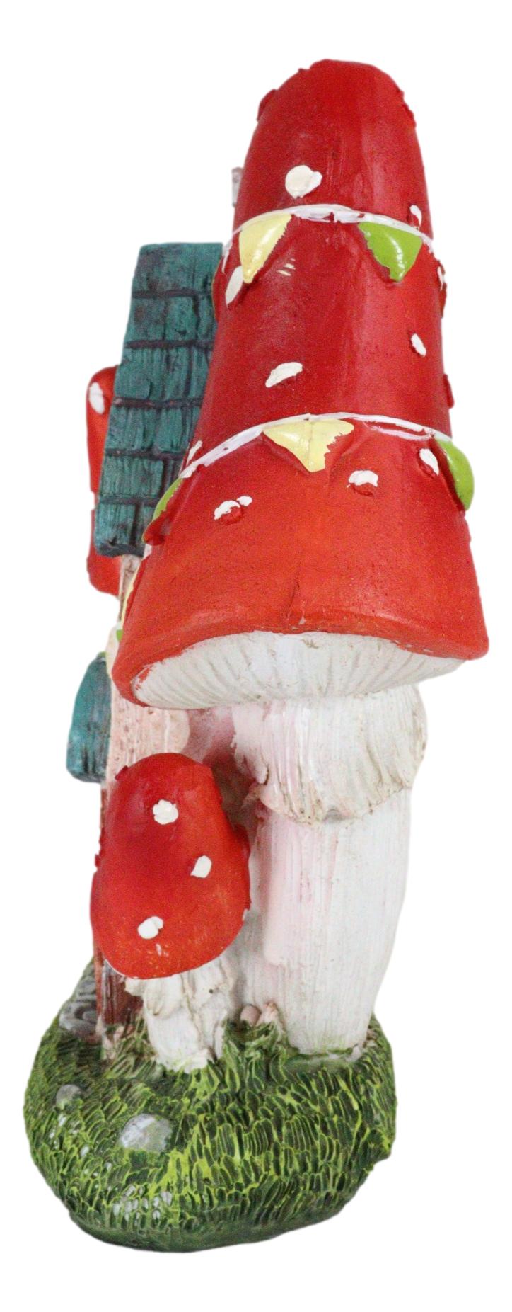 Fantasy LED Light Enchanted Fairy Garden Toadstool Mushrooms Mini Cottage House - Ebros Gift