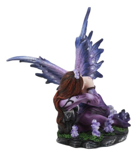 Sleeping Purple Lavender Girl Fairy Garden Statue 4.5"Tall Twilight Fae Pixie