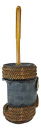 Western Cowboy Faux Rope Denim Horse Buckle Toilet Brush And Base Holder Set