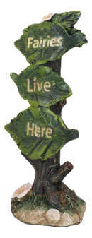 Fairy Garden Miniature Fairies Live Here Flowering Tree Leaves Sign Sculpture