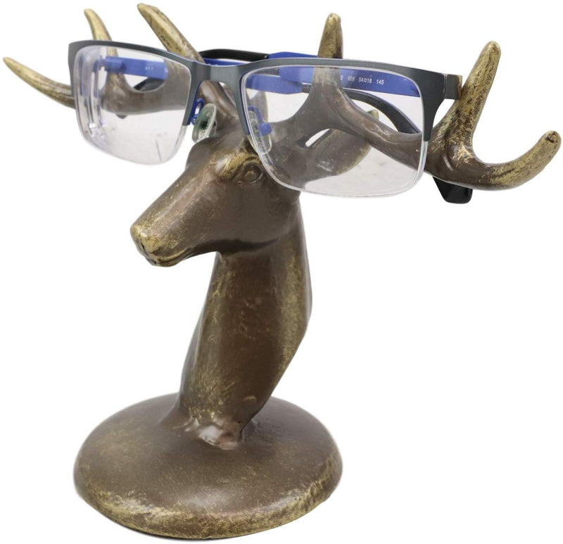 Ebros Aluminum Deer Antlers Bust Eyeglass Spectacle Or Jewelry Holder Organizer