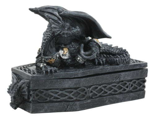 Celtic Knotwork Mythical Alchemy Dragon On Coffin Decorative Trinket Jewelry Box