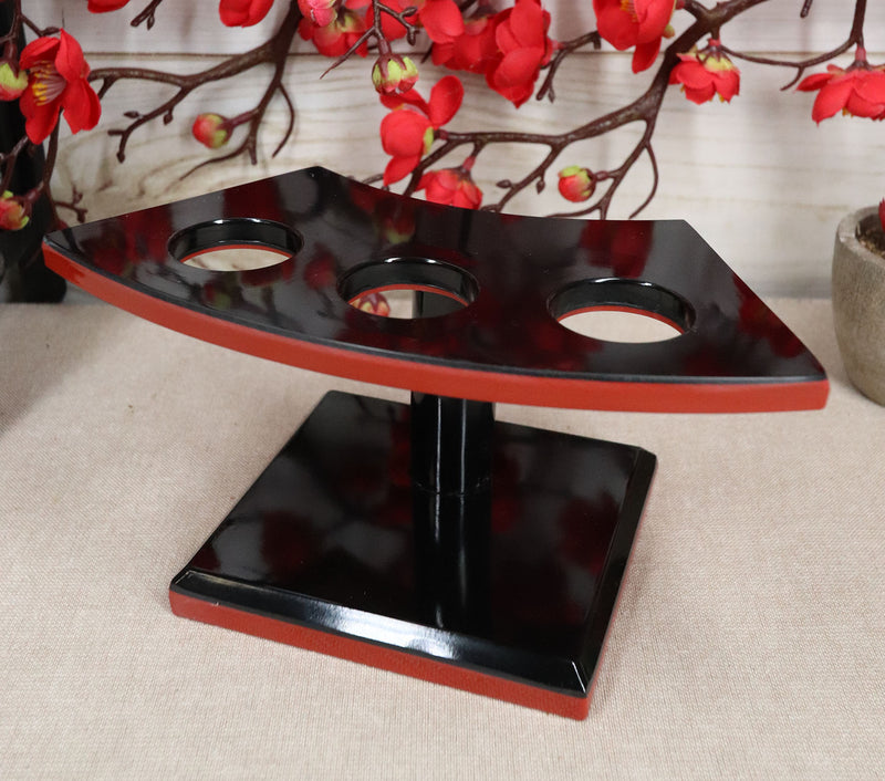 Ebros Pack Of 2 Japanese Temaki Sushi Roll Holder With 3 Holes Stand Lacquered Plastic