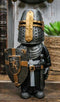 Ebros Gift Anime Chibi Renaissance Medieval Knight of The Cross Templar Crusader Figurine 4.5" Tall Suit of Armor Miniature European Knights Sculpture Decor (Swordsman Standing Guard)