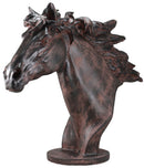 Large Antique Bronze Resin Finish Stallion Horse Head Bust Statue 20.25"Long