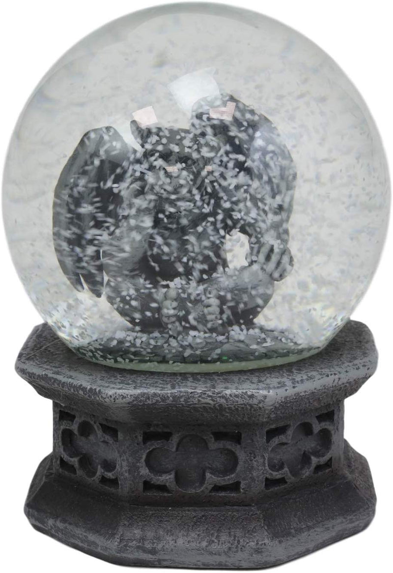 Ebros Thinker Gargoyle Water Snow Globe with Pedestal Base 100mm Figurine 5"H