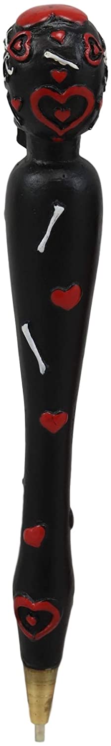 Set Of Two Black Dias De Los Muertos Day Of The Dead Sugar Skull Stationery Pen