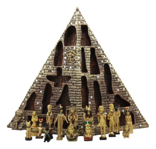 Ebros Egyptian Pyramid Statue With 16 Miniature Gods Anubis Osiris Isis Maat Bastet