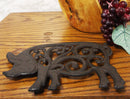 Ebros Gift 10" Long Rustic Swine Pig Babe Cast Iron Metal Trivet with Lace Scroll Art Design Western Country Farm Ranch Vintage Decorative Accent for Wall Or Table Furniture