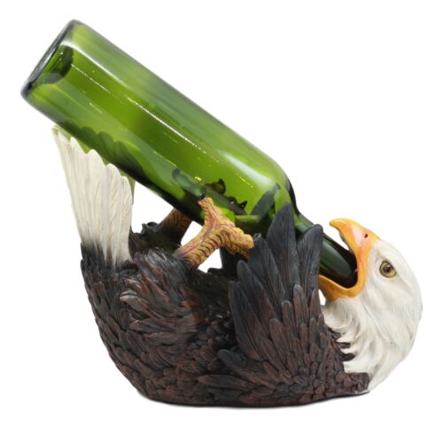 American Pride Patriotic Drinking Bald Eagle Wine Bottle Holder Figurine 11.25"L